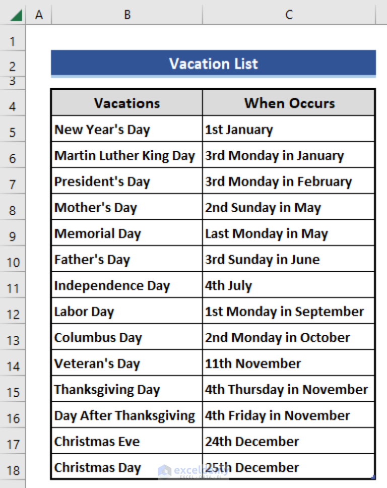 how-to-make-a-vacation-calendar-in-excel-with-detailed-steps