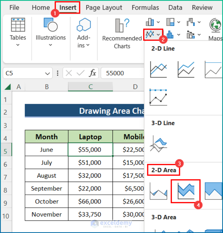 how-to-scale-x-axis-in-excel-area-chart-with-easy-steps