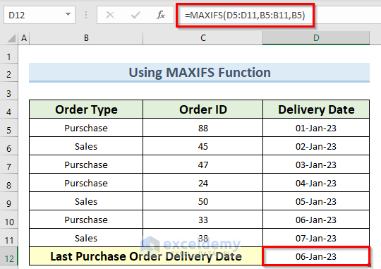 Excel Formula Max Date In Range