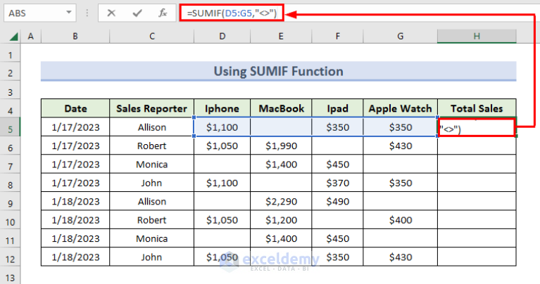 How to Ignore Blank Cells in Excel Sum (6 Ways) - ExcelDemy