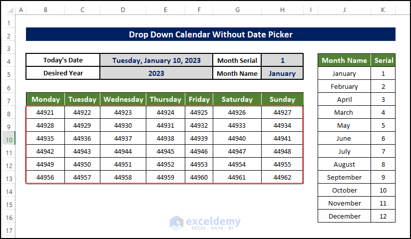 Insert Drop Down Calendar In Excel Without Date Picker