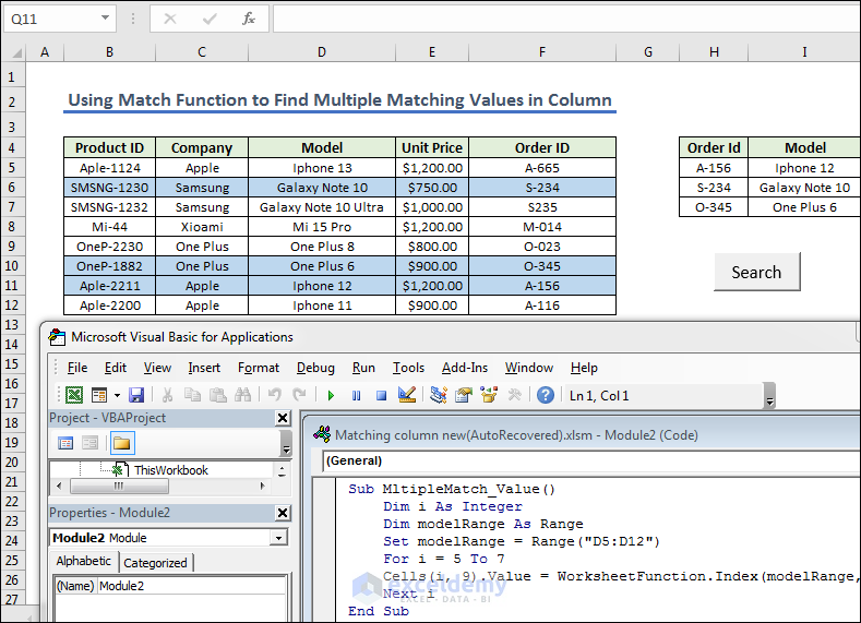 Excel VBA To Find Matching Value In Column 8 Examples 