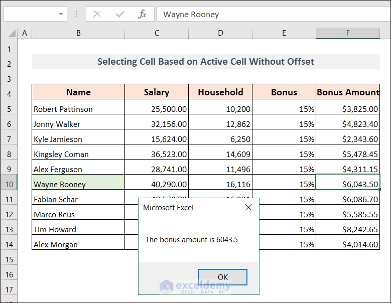 Excel VBA Select Range With Offset Based On Active Cell