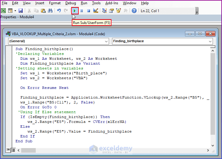 Excel VBA Vlookup With Multiple Criteria 3 Examples 