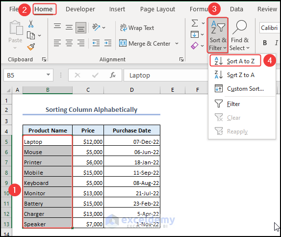 Excel VBA to Sort Column Ascending (9 Examples) - ExcelDemy