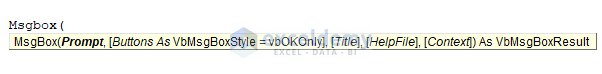 Syntax of Excel VBA MsgBox