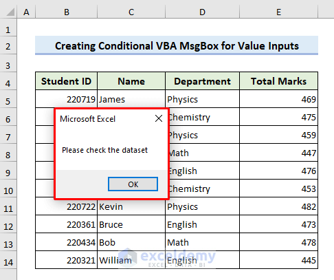 Output statement of conditional VBA MsgBox