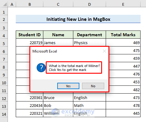 Final result with initiating new line in VBA MsgBox