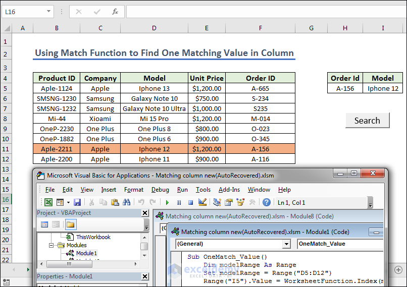 Excel VBA To Find Matching Value In Column 8 Examples 