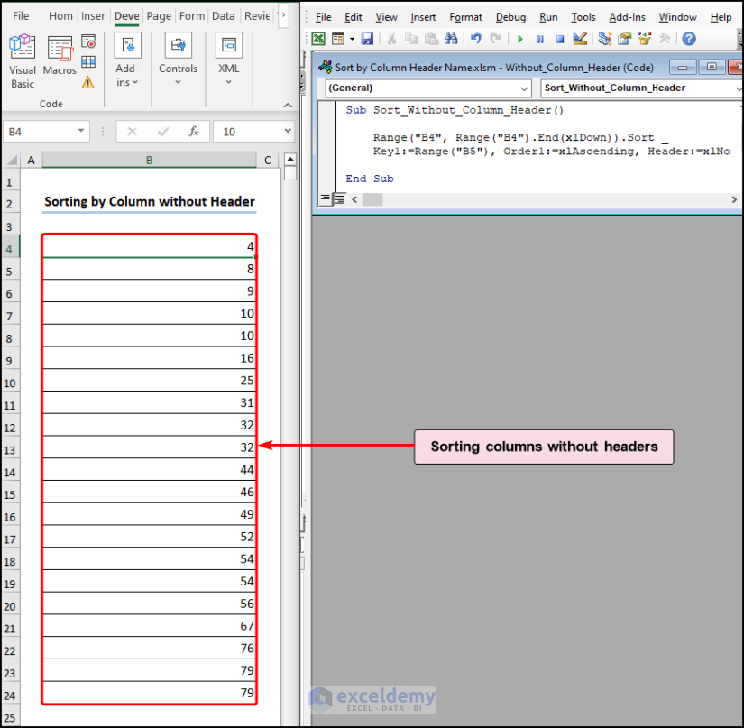 Excel VBA To Sort By Column Header Name 5 Easy Ways 