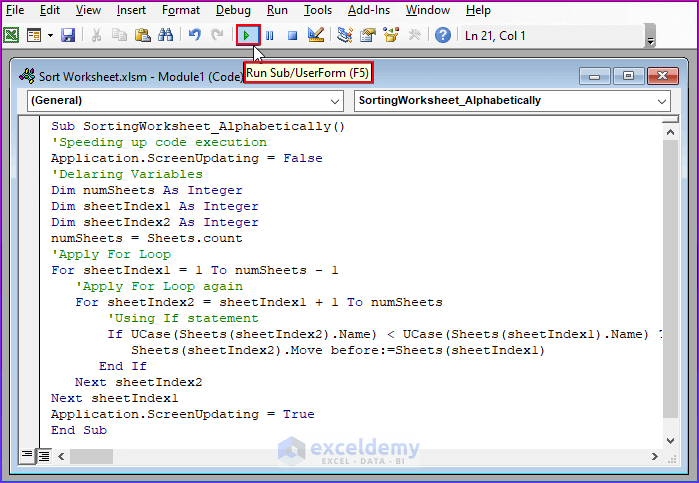 Excel VBA To Sort Worksheet 3 Examples ExcelDemy