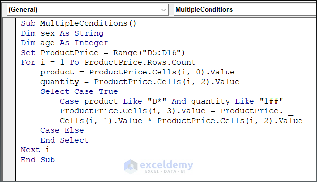 Excel VBA Select Case Like 7 Examples ExcelDemy