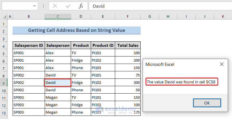 Excel VBA To Find Cell Address Based On Value 3 Examples 