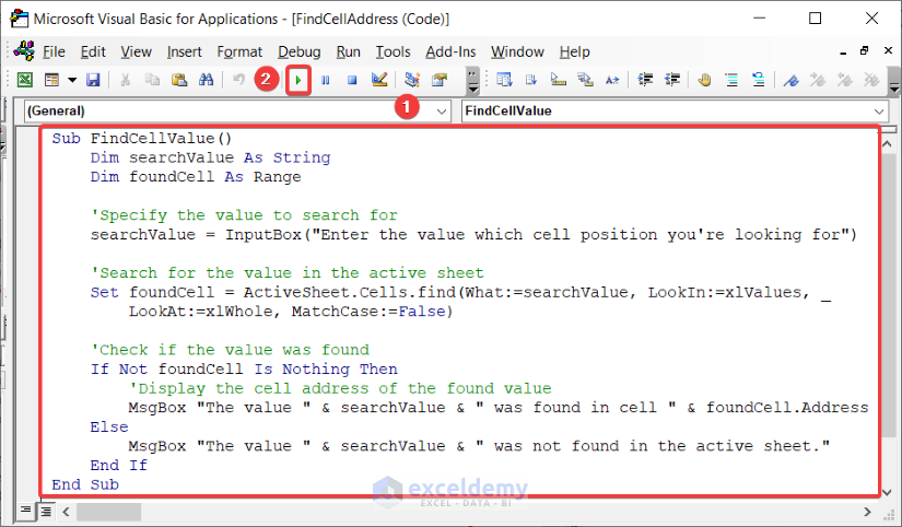 Excel VBA To Find Cell Address Based On Value 3 Examples 