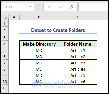 How to Create Folders from Excel List (3 Easy Methods)