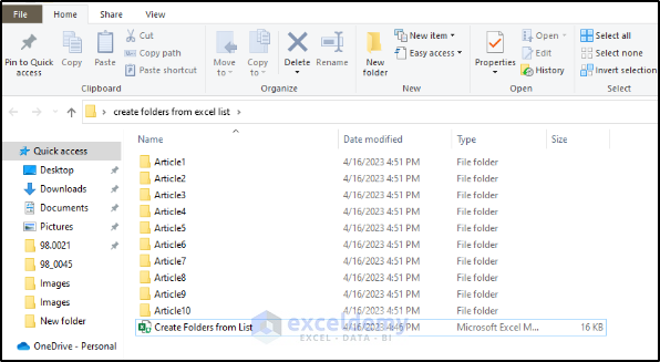 How to Create Folders from Excel List (3 Easy Methods)