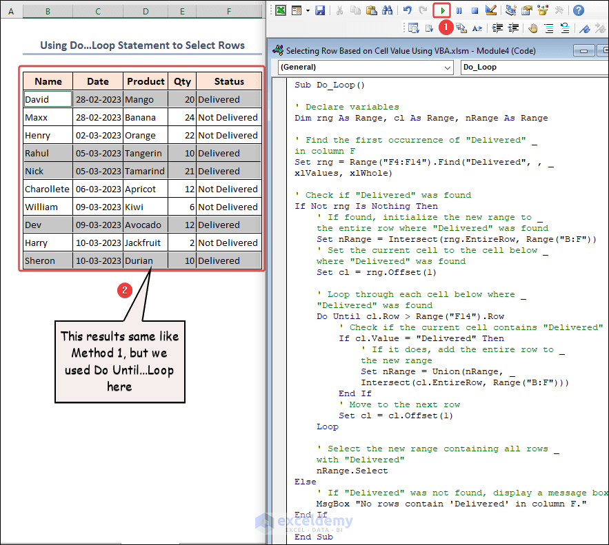 Excel VBA Select Row Based On Cell Value 3 Ways ExcelDemy