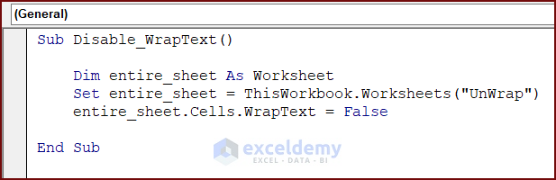 VBA To Wrap Text For Entire Sheet In Excel 3 Ways ExcelDemy