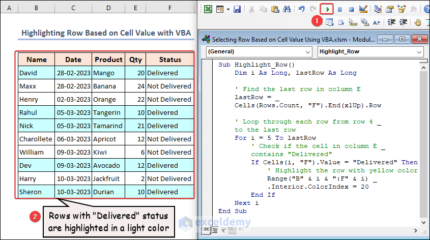 Excel VBA Select Row Based On Cell Value 3 Ways ExcelDemy