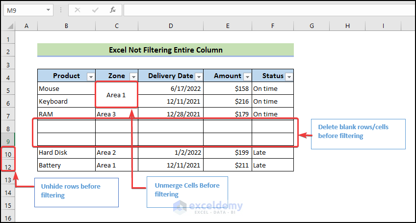 excel-not-filtering-entire-column-9-reasons-with-solutions