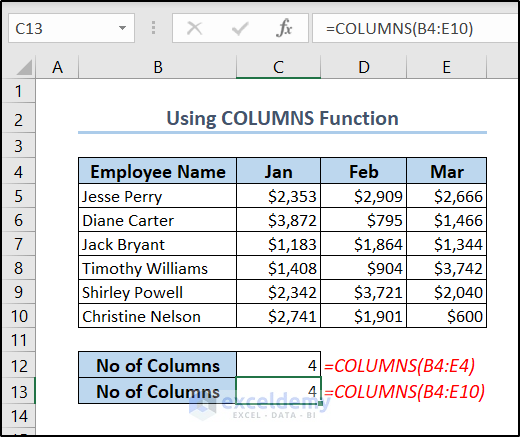 How To Count Number Of Columns In Excel 5 Suitable Examples 