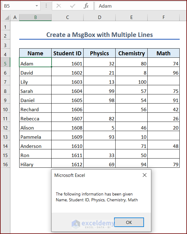 Excel VBA MsgBox Examples 11 Suitable MsgBoxes ExcelDemy