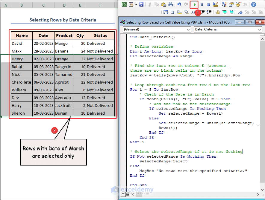  Excel VBA Select Row Based On Cell Value 3 Ways ExcelDemy