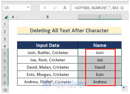 how to remove text from excel