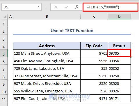 Zip Code in Excel (Insert, Display, Format & Remove) - ExcelDemy