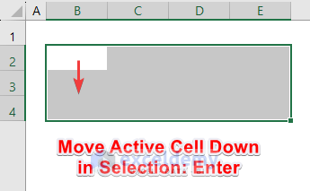 Keyboard Shortcut to Move Active Cell Down in Selection