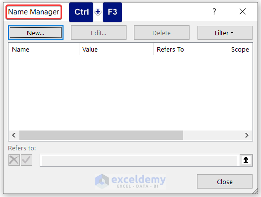 Keyboard Shortcut to Open Name Manager