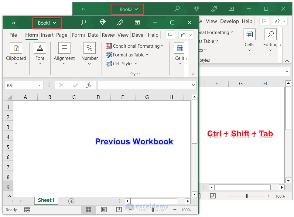 Keyboard Shortcut to Go to Previous Workbook