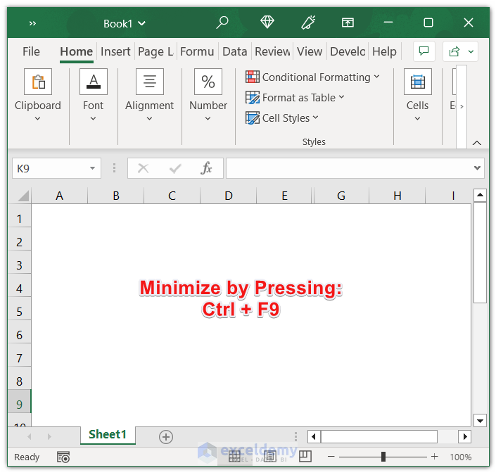 Keyboard Shortcut to Minimize Current Workbook Window