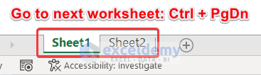 Keyboard Shortcut to Go to the Next Worksheet