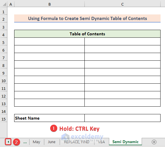 Holding CTRL key to select all the sheets from the workbook