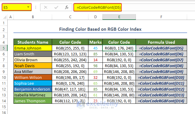 How To Find Color Index In Excel