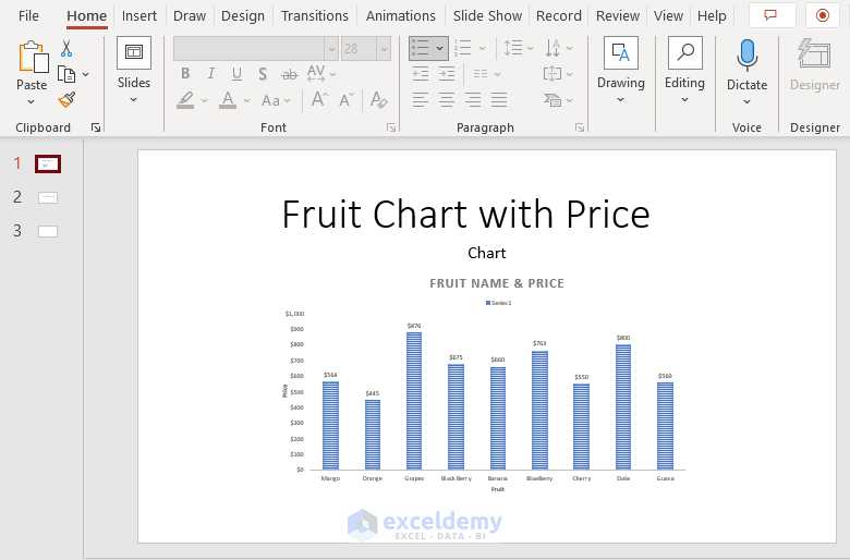 link ppt chart to excel data