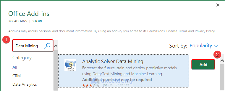Searching Analytic Solver Data Mining