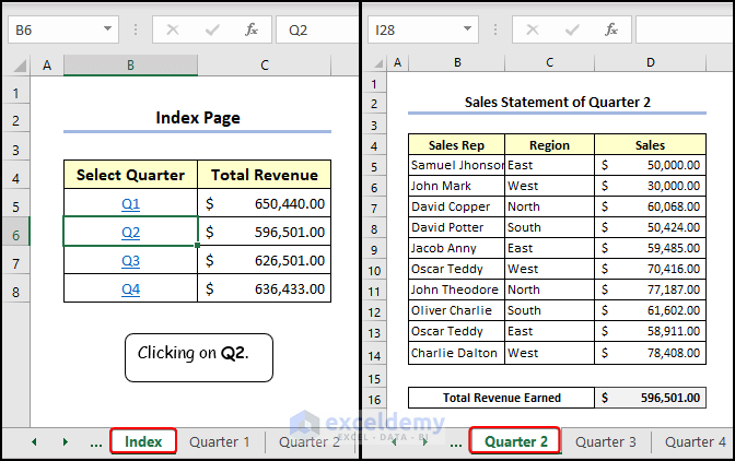 Linking in Excel