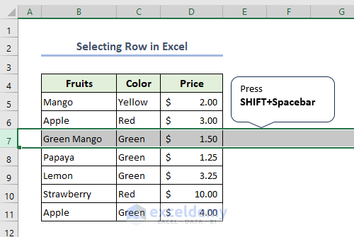 Selecting whole row