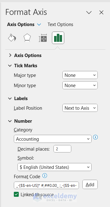 changing axis label position and number system