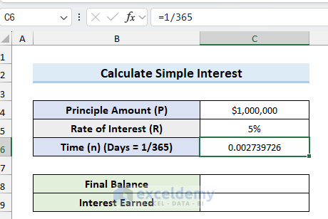 Dataset to Calculate Daily interest