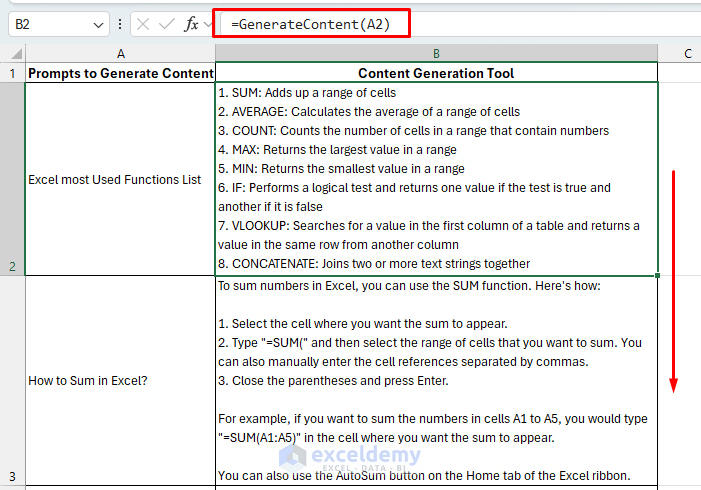 Creating a Content Generation Tool in Excel with GPT-3