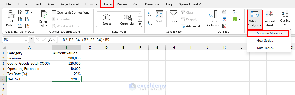 Using Excel's Scenario Manager for Financial Planning